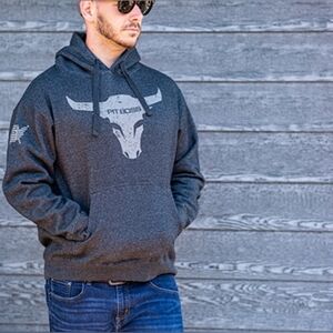 Pit Boss Men's Charcoal Heather Bull Hoodie Size L